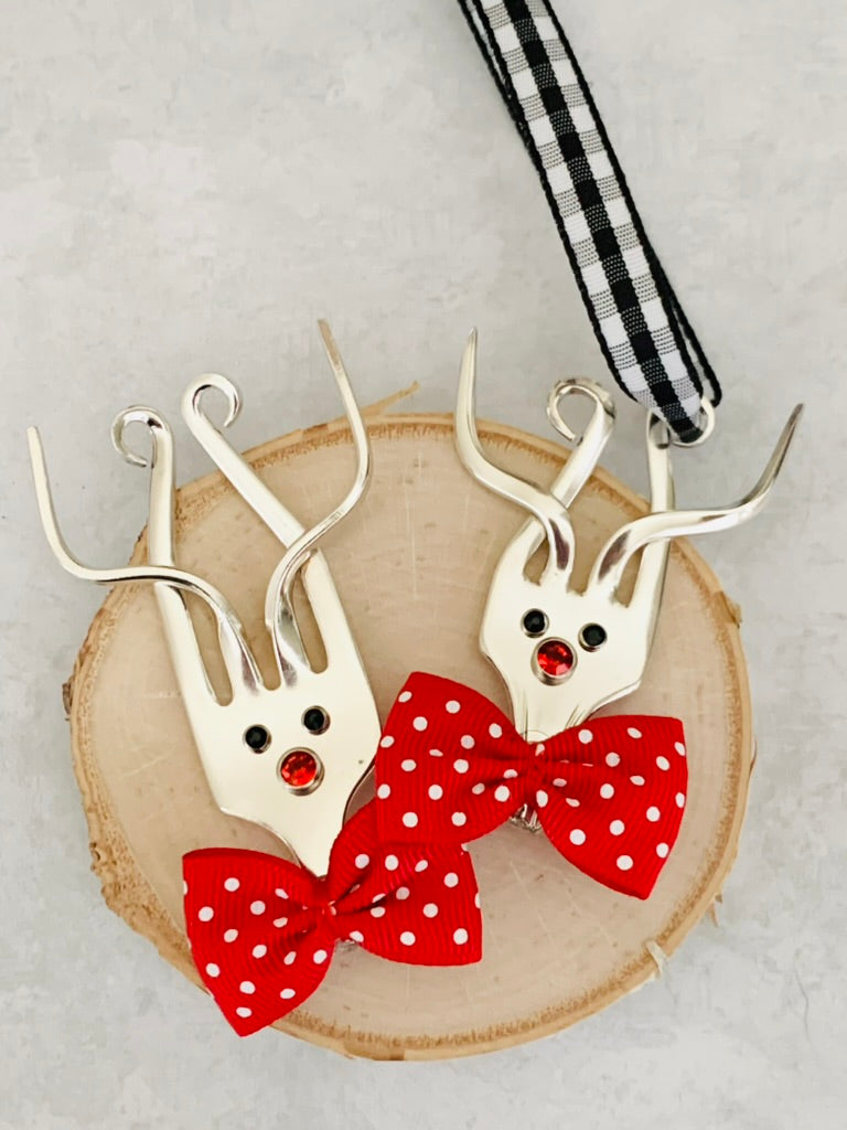 Reindeer Ornaments, Made from Vintage Silver Plated Forks