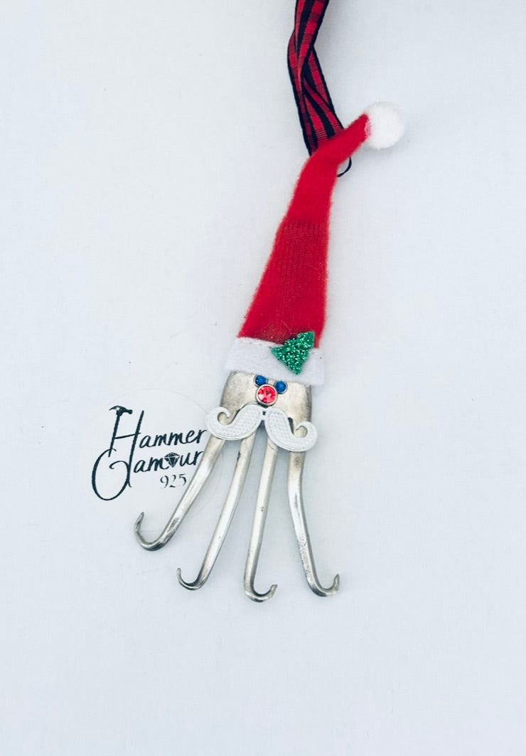 Santa Ornaments, Made from Vintage Silver Plated Forks
