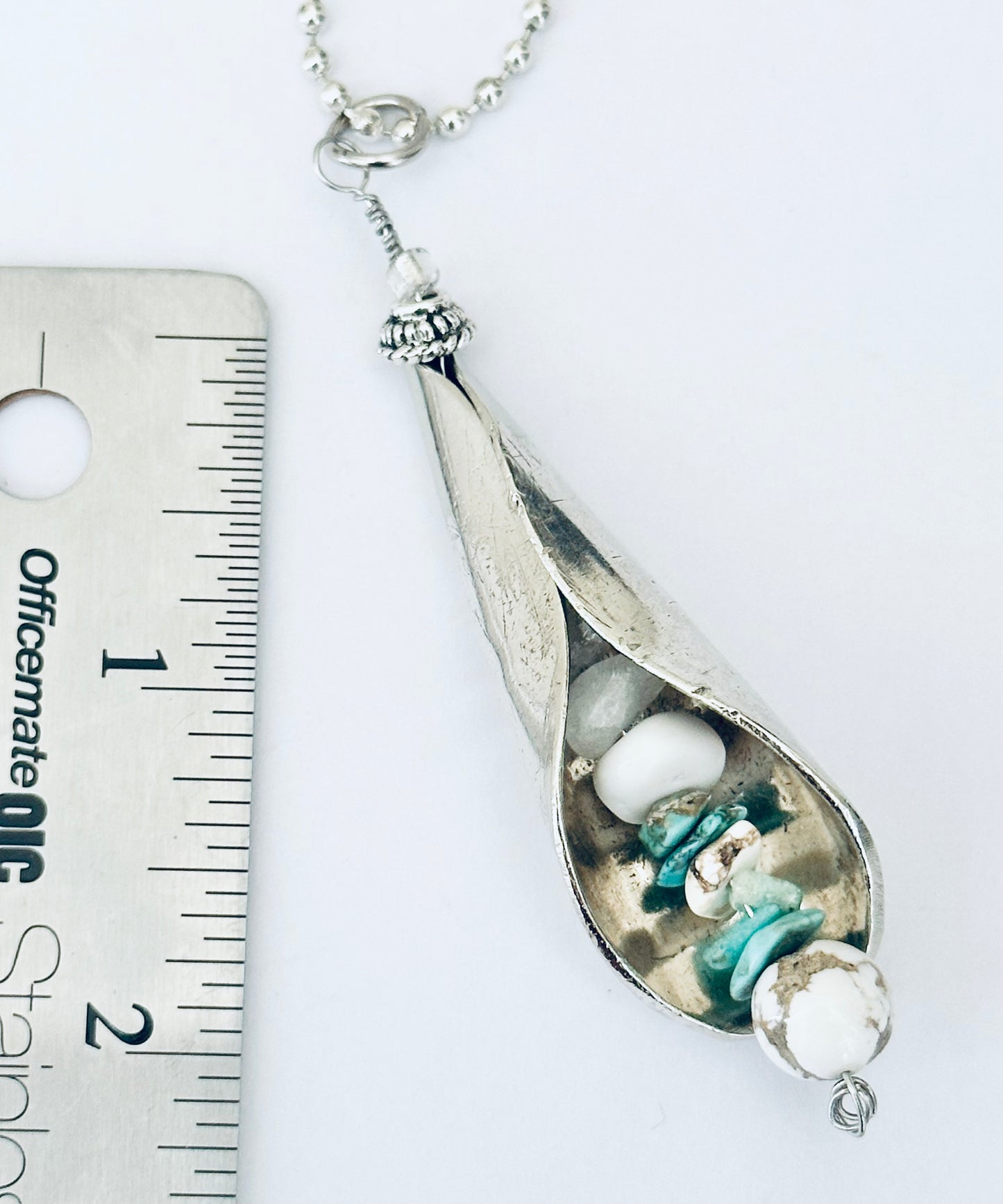 Calla Lily Necklace, Pendant from Vintage Silver Spoon