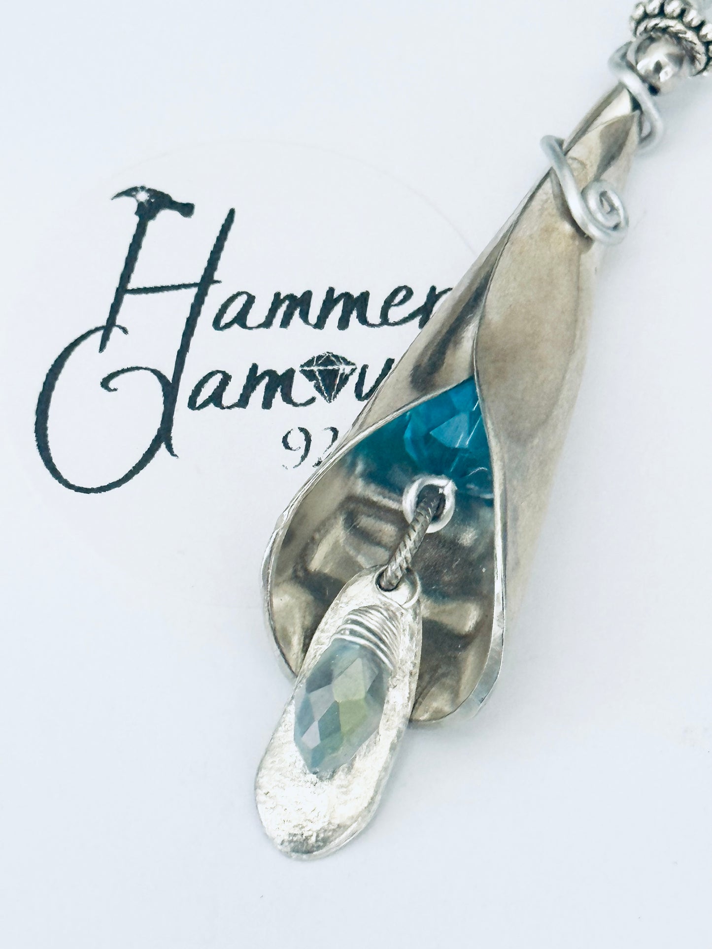 Calla Lily Necklace, Pendant from Vintage Silver Spoon