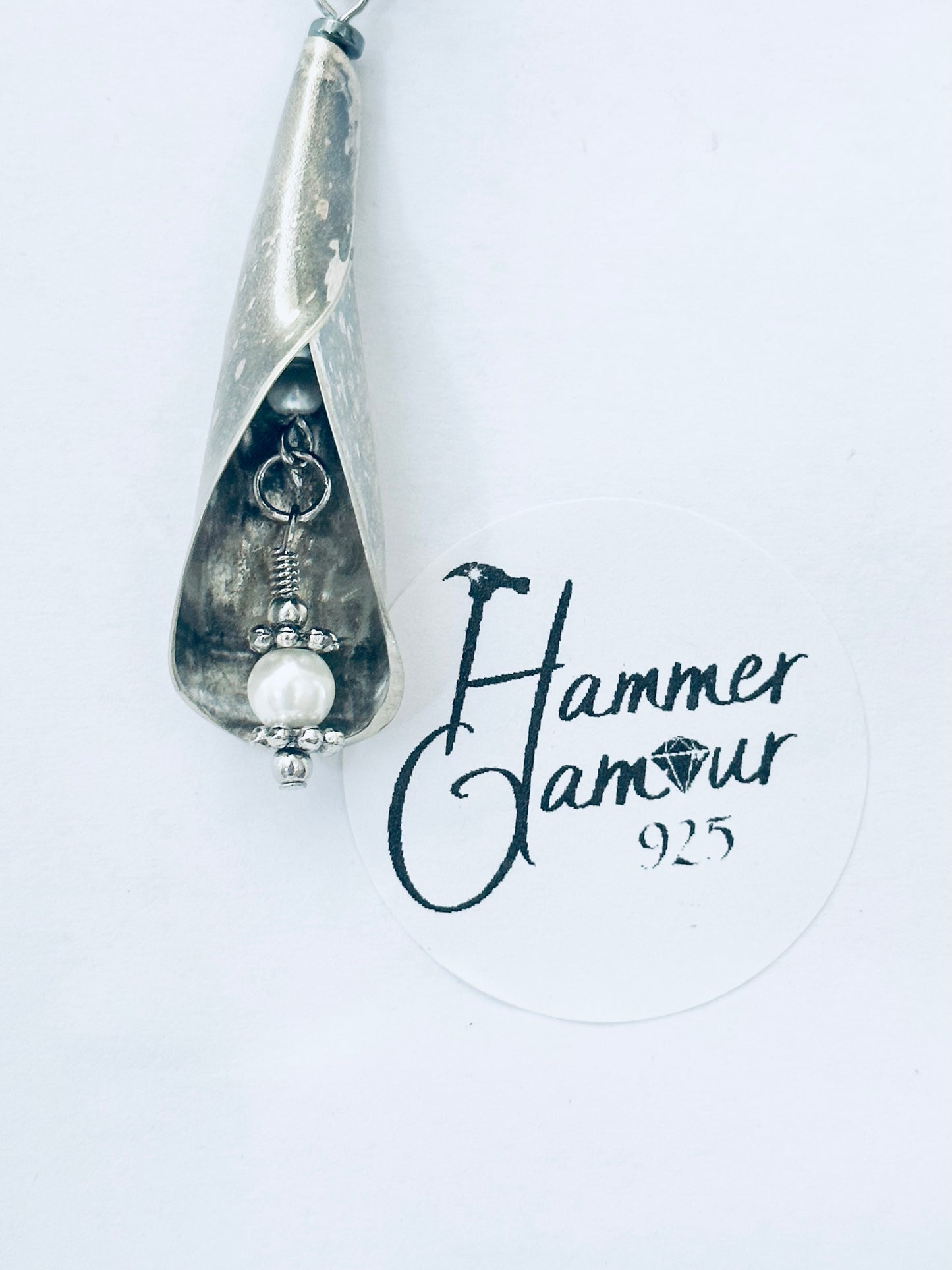 Calla Lily Necklace, Pendant from Vintage Silver Spoon