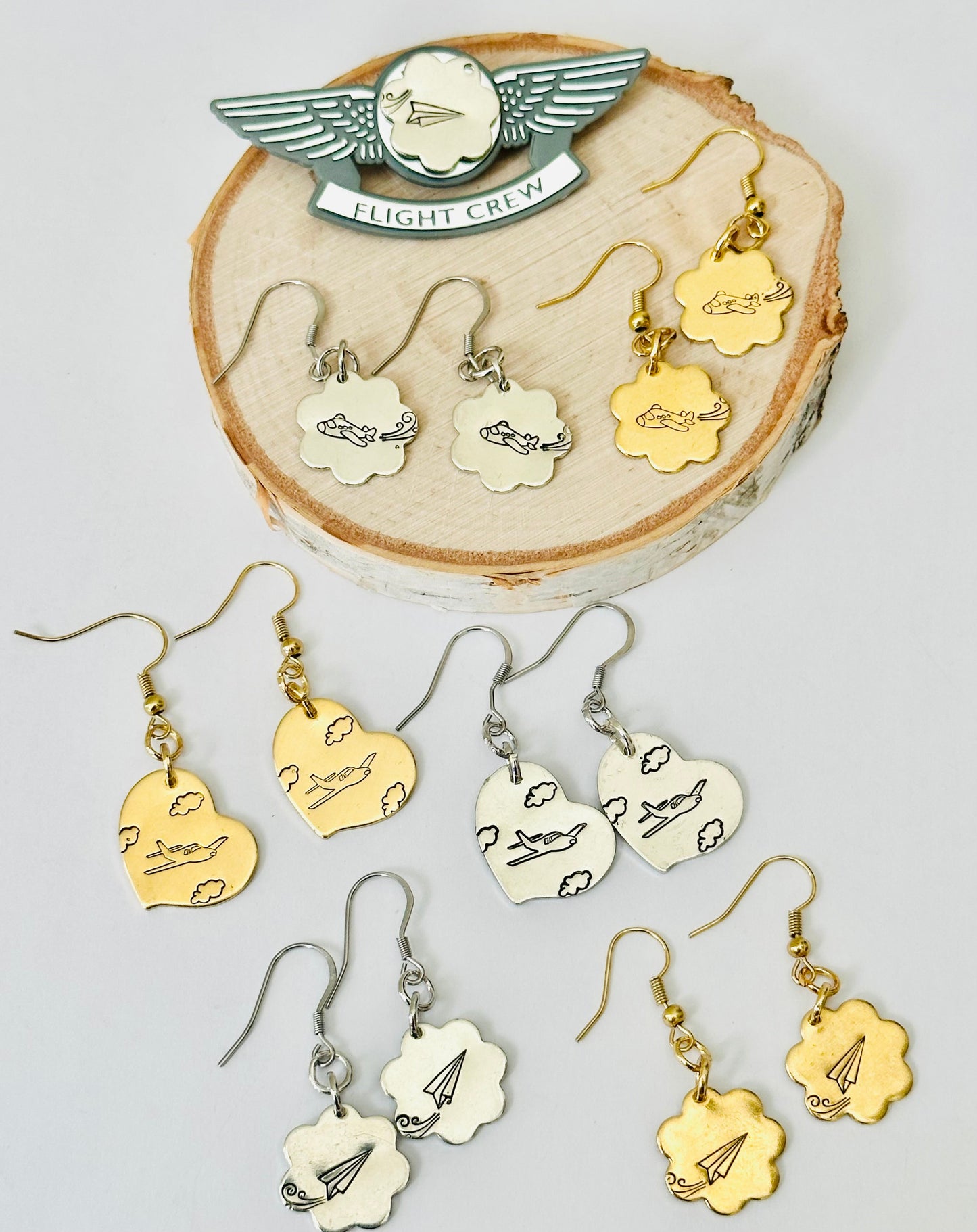 Aviation Earrings- Airplane & Clouds