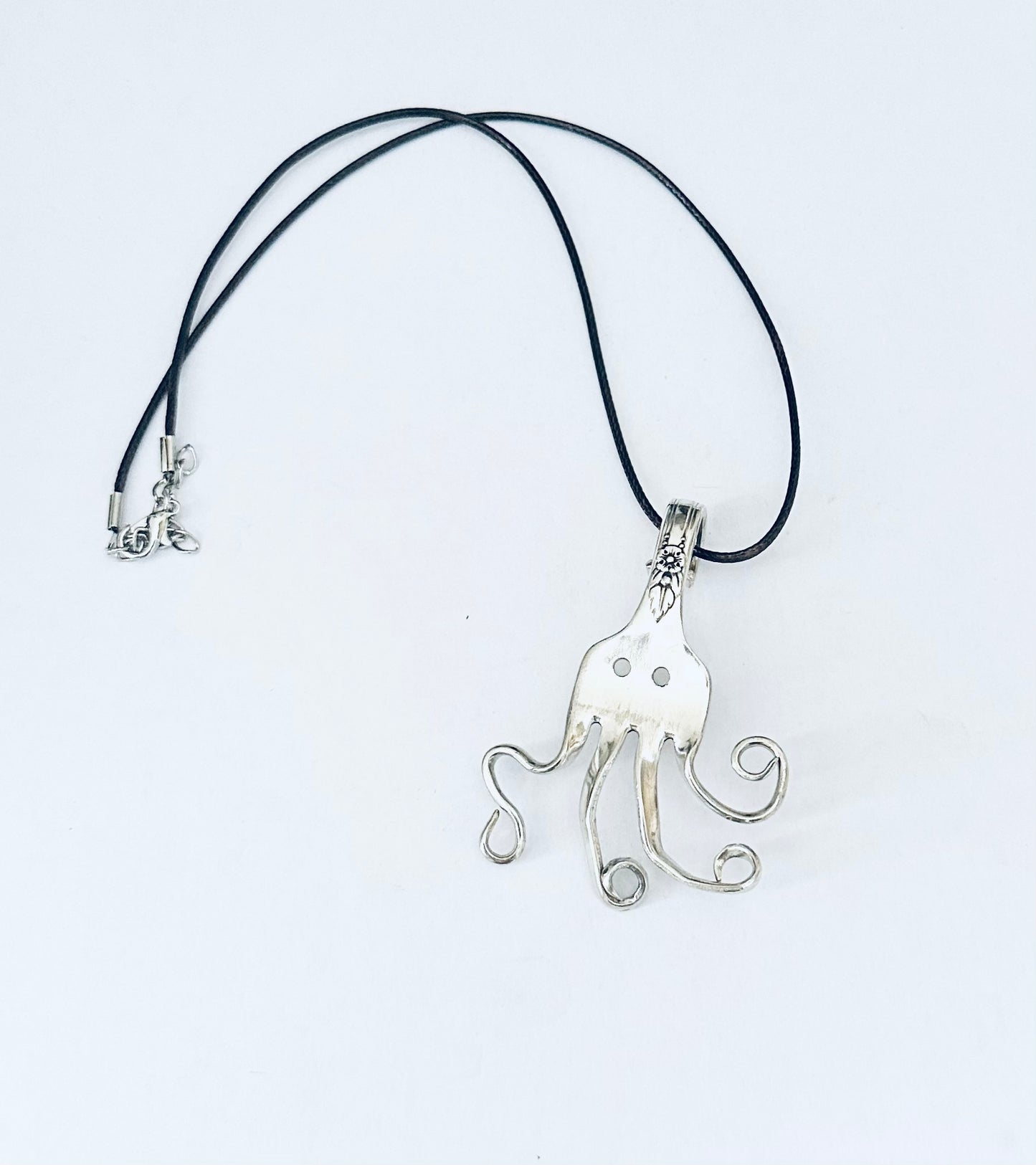 Octopus Necklace, made from Vintage .925 Silver Plated Fork, Handmade, Original Design