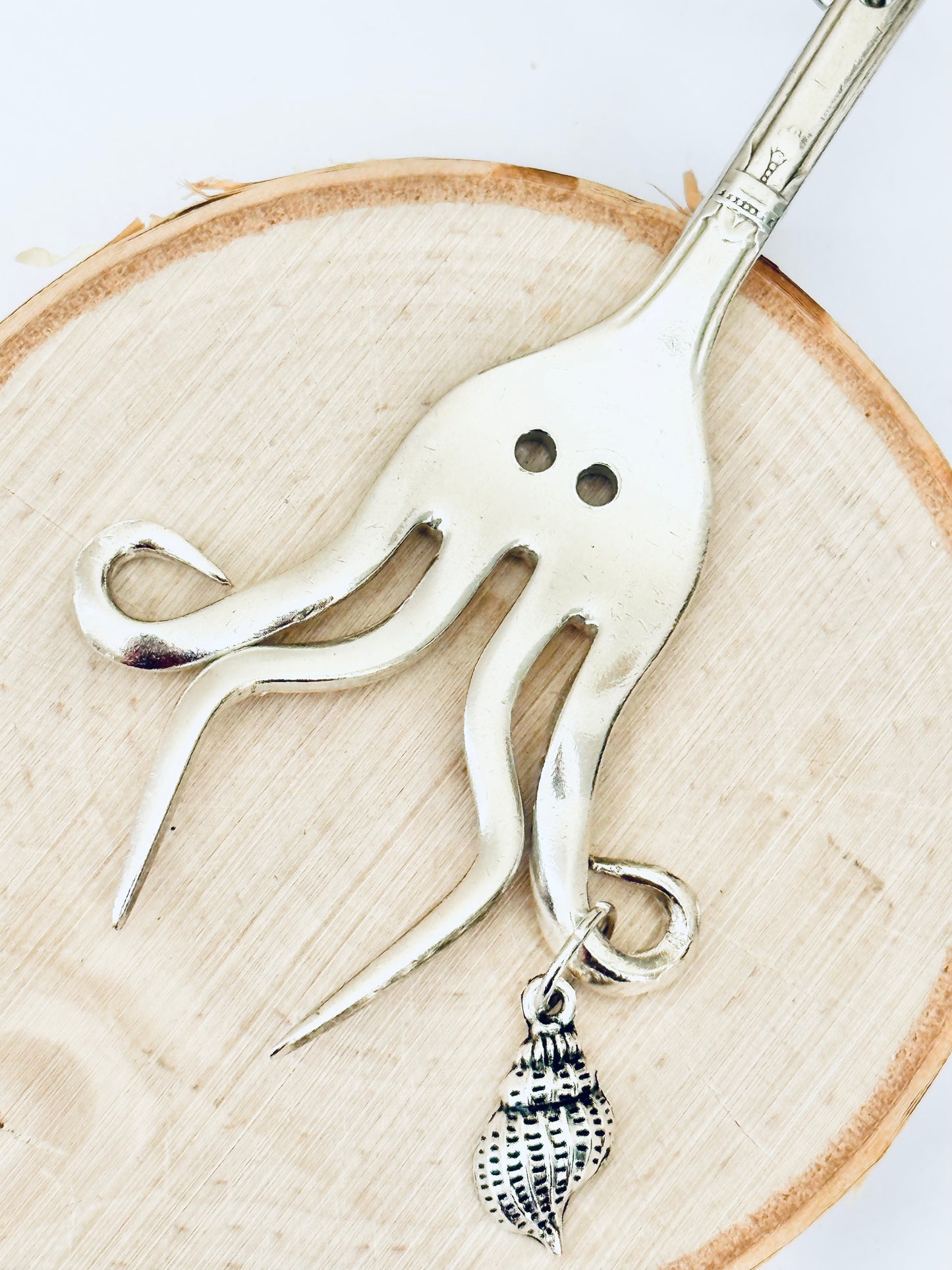 Octopus Necklace, made from Vintage .925 Silver Plated Fork, Handmade, Original Design