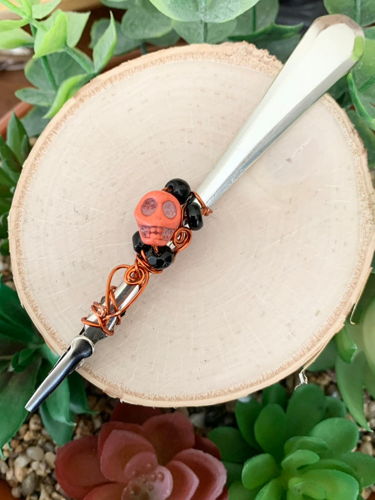 Roach Clips & Bracelet Helpers made from Vintage Spoon Handles, Gem Stones, and Glass Beads