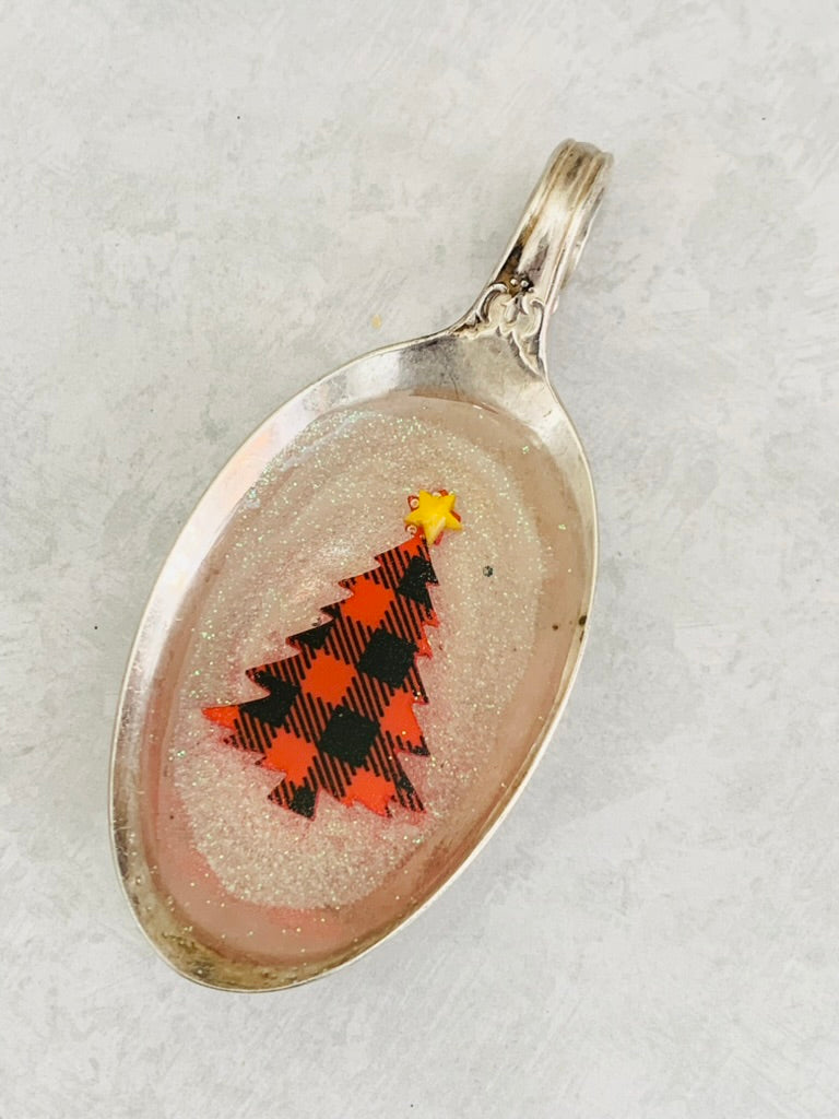 Spoon Bowl Ornaments, Plaid Trees