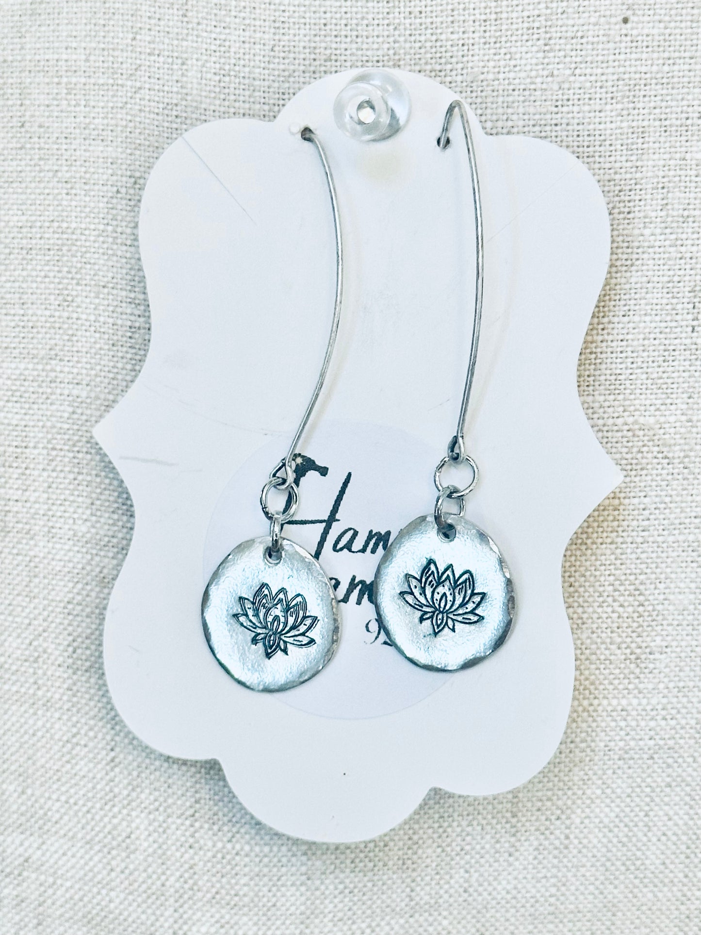 Lotus Flower Earrings - Pewter