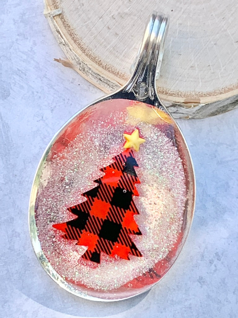 Spoon Bowl Ornaments, Plaid Trees