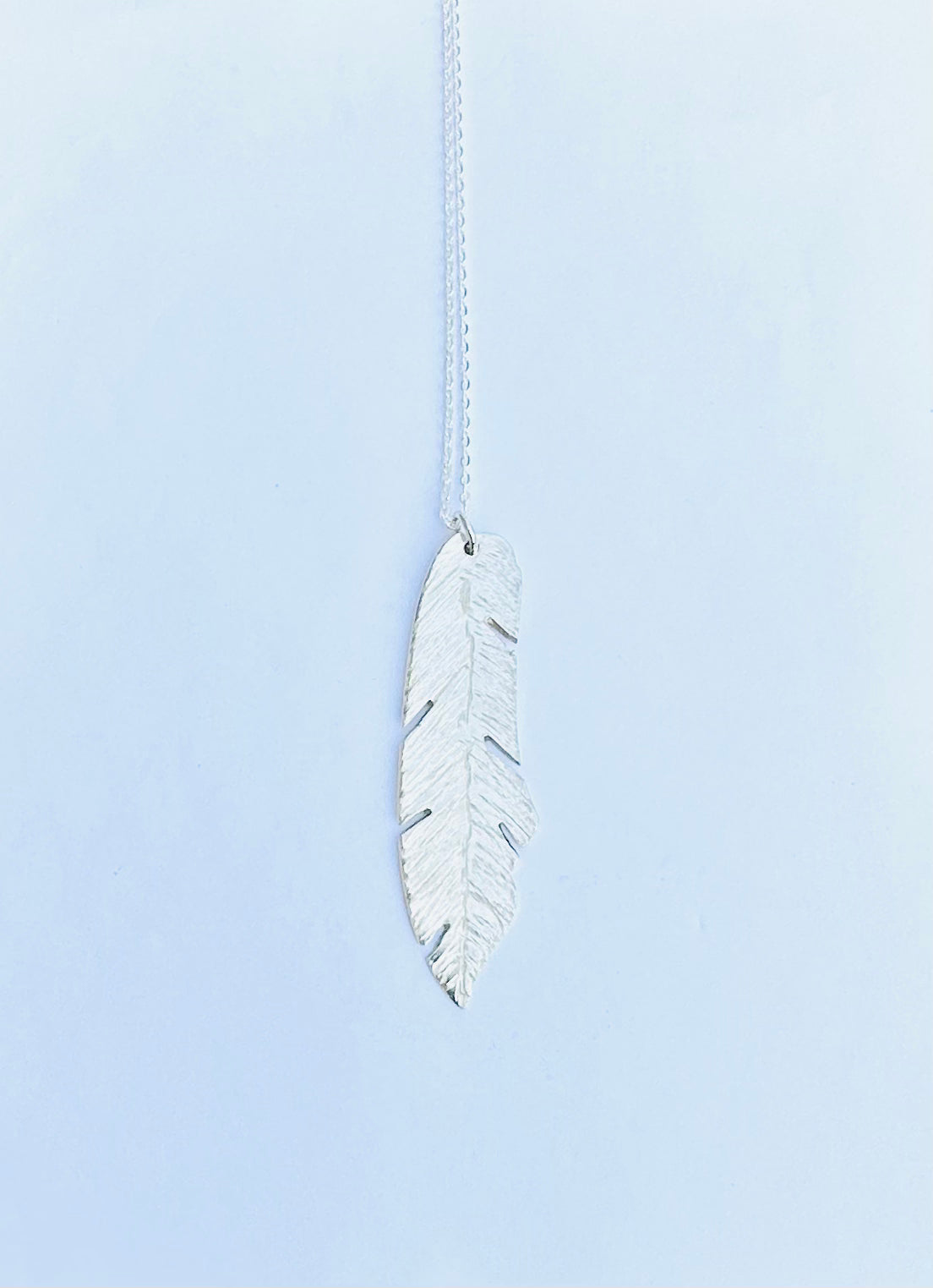 Feather Necklace, Vintage Silver