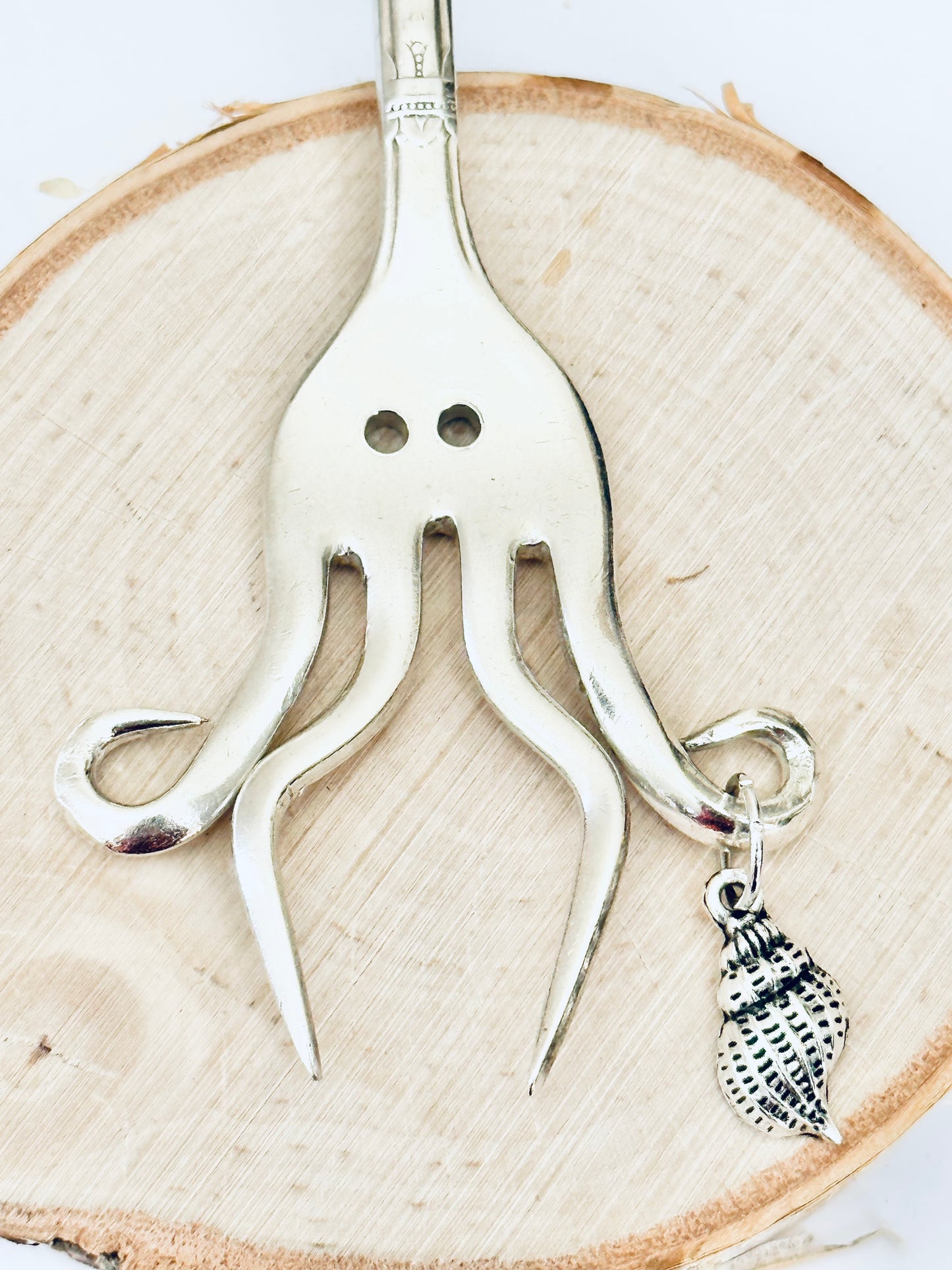 Octopus Necklace, made from Vintage .925 Silver Plated Fork, Handmade, Original Design