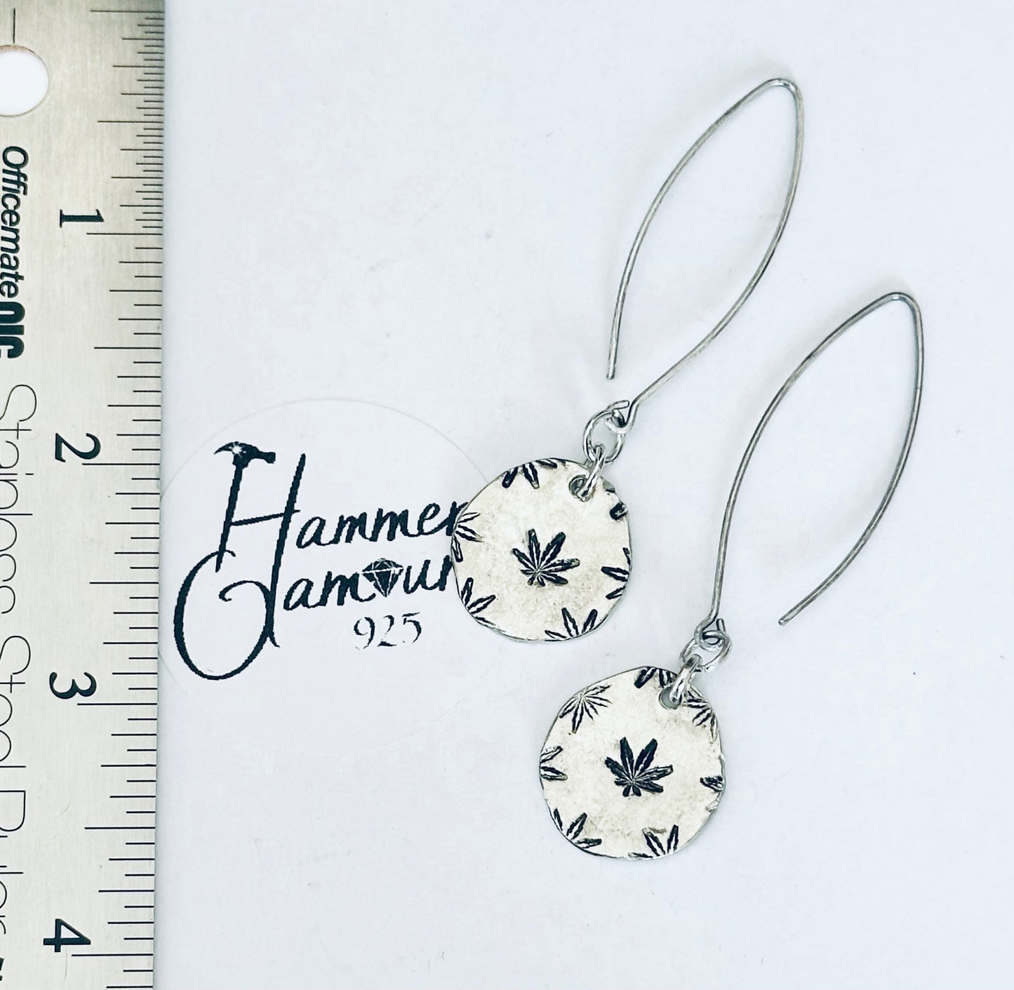 Pot Leaf Earrings - Pewter