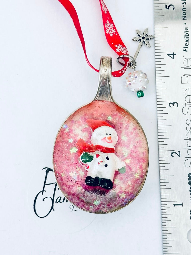 Spoon Bowl Ornaments, Santa Hat Snowman