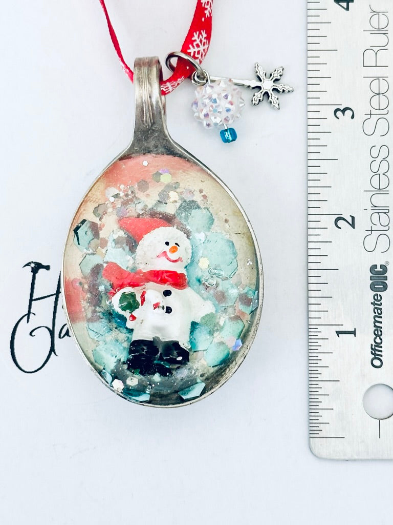 Spoon Bowl Ornaments, Santa Hat Snowman