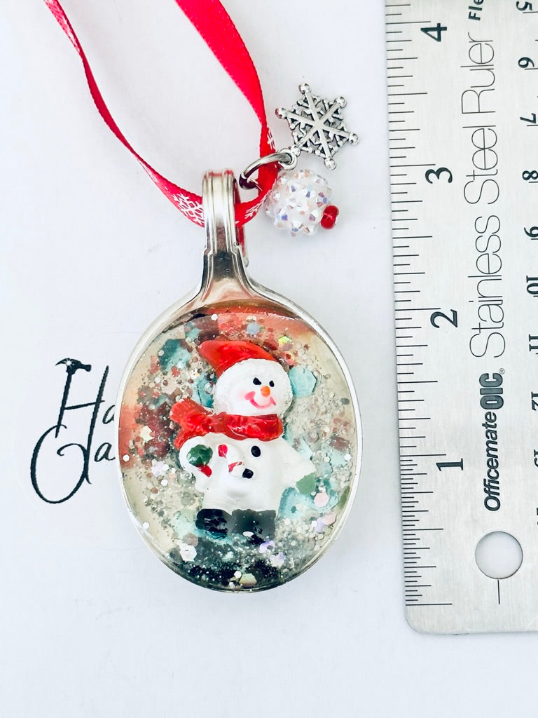 Spoon Bowl Ornaments, Santa Hat Snowman