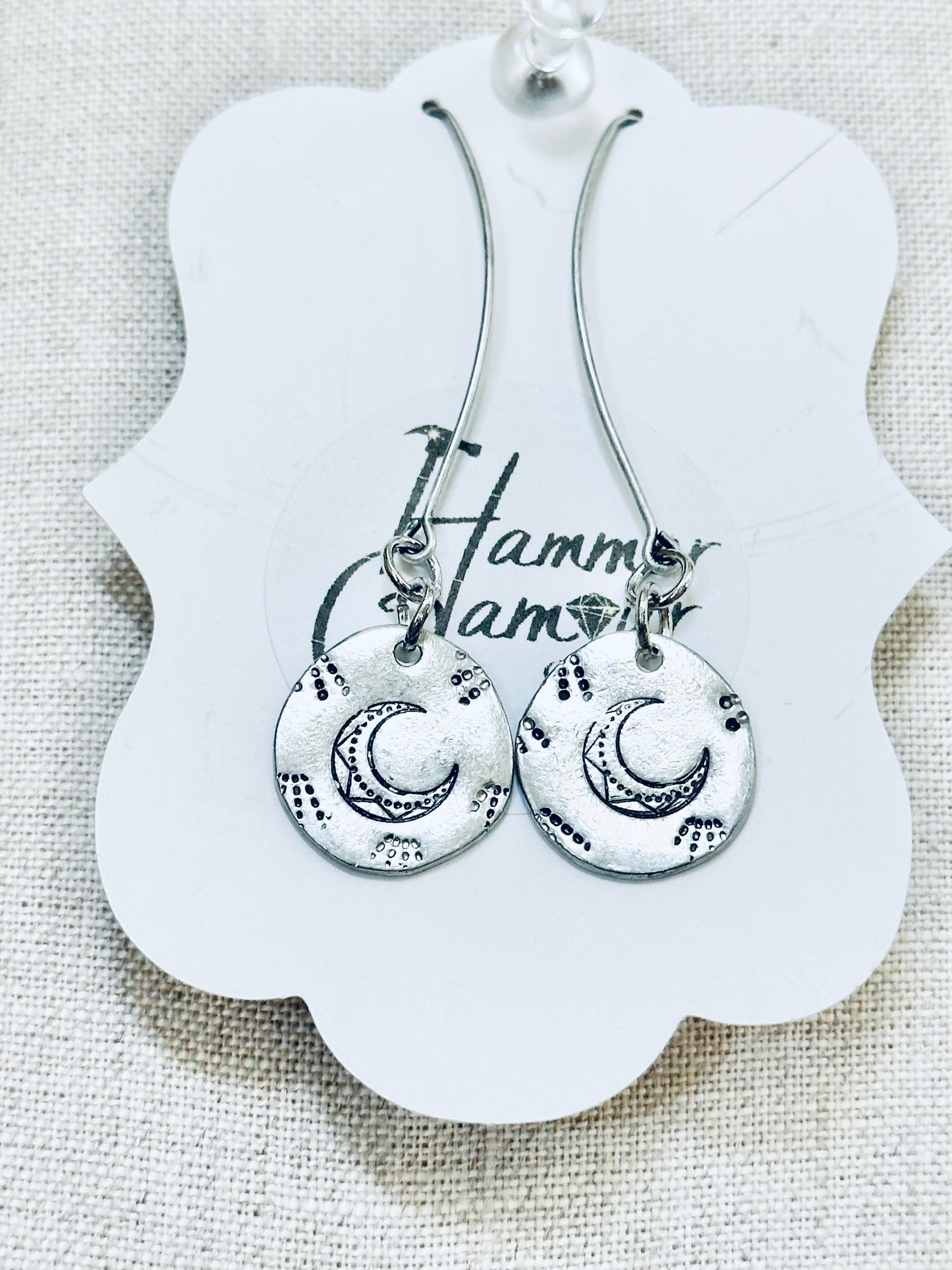 Moon Earrings - Pewter