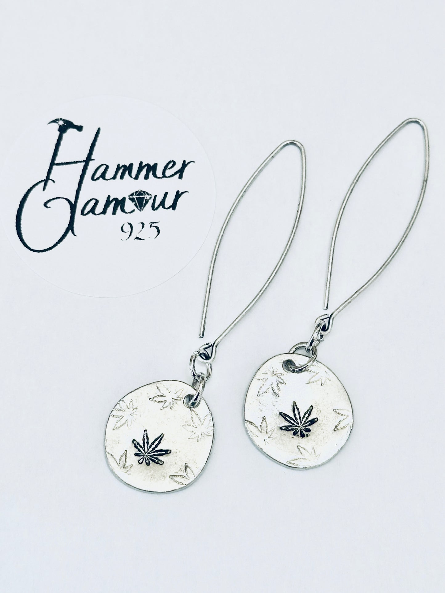 Pot Leaf Earrings - Pewter