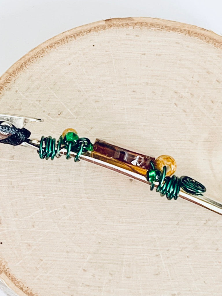 Roach Clips & Bracelet Helpers made from Vintage Spoon Handles, Gem Stones, and Glass Beads