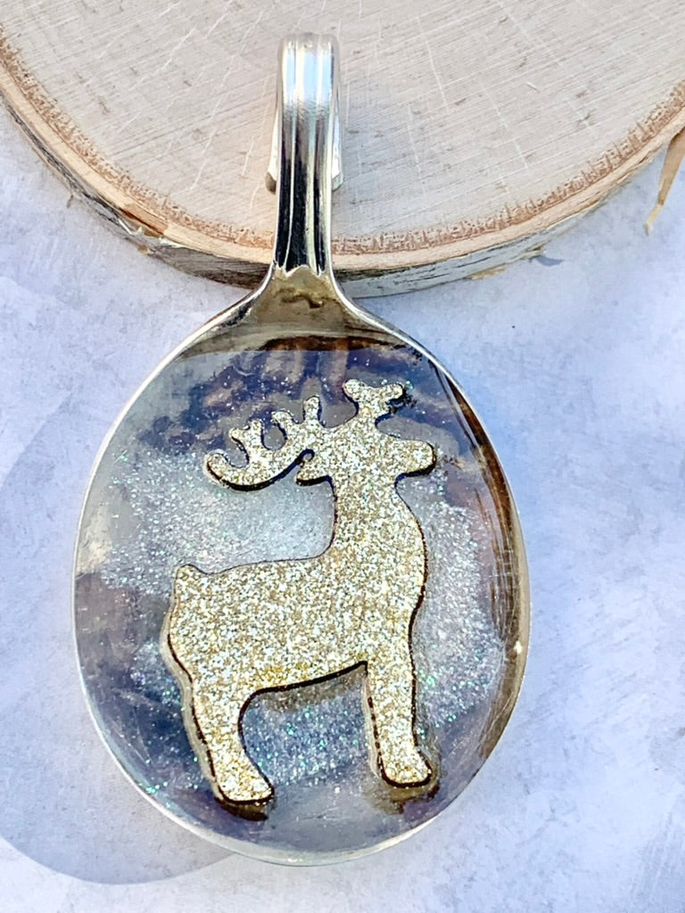 Spoon Bowl Ornaments, Gold Reindeer