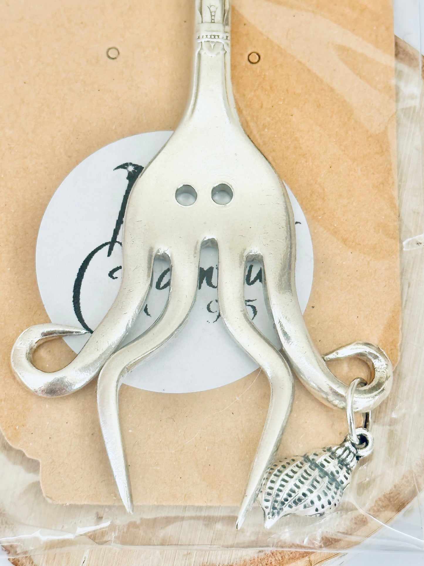 Octopus Necklace, made from Vintage .925 Silver Plated Fork, Handmade, Original Design