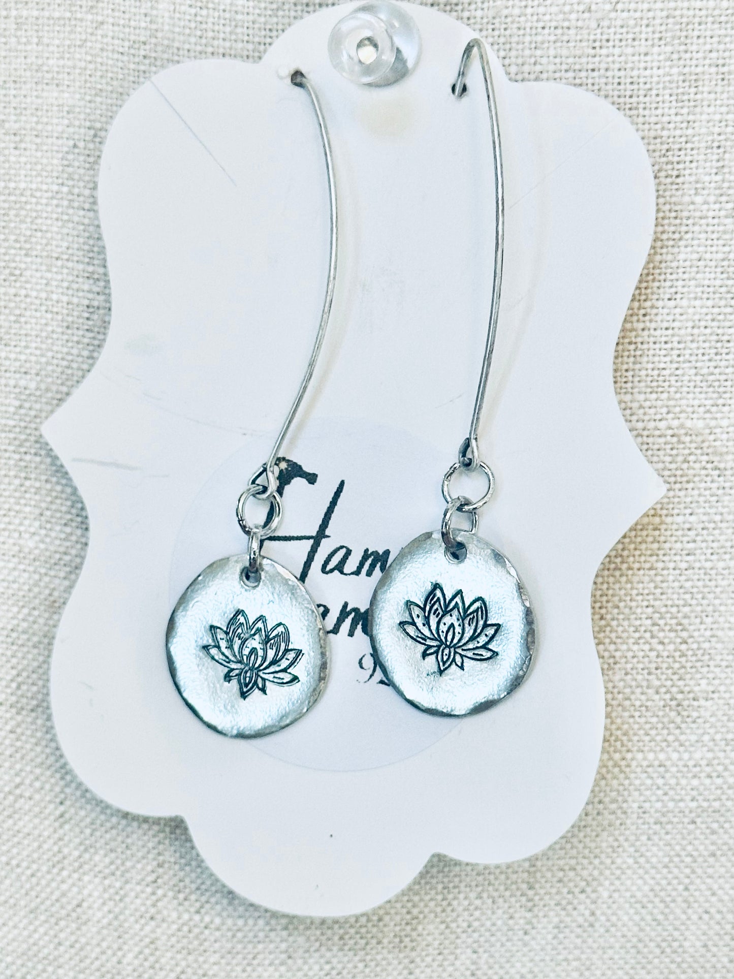 Lotus Flower Earrings - Pewter