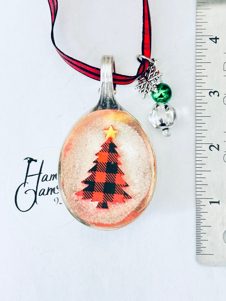 Spoon Bowl Ornaments, Plaid Trees