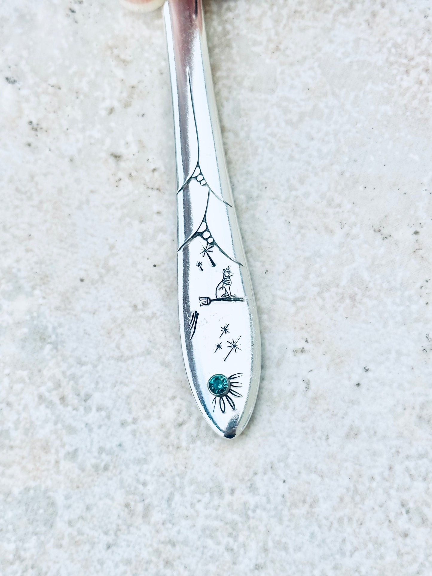 Spoon Handle Keychains, Purse Charm, Back Pack Charm, Hand Stamped Egyptian Cat