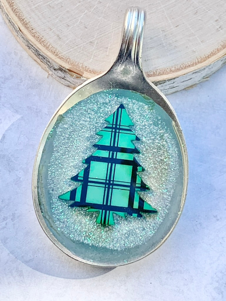 Spoon Bowl Ornaments, Plaid Trees