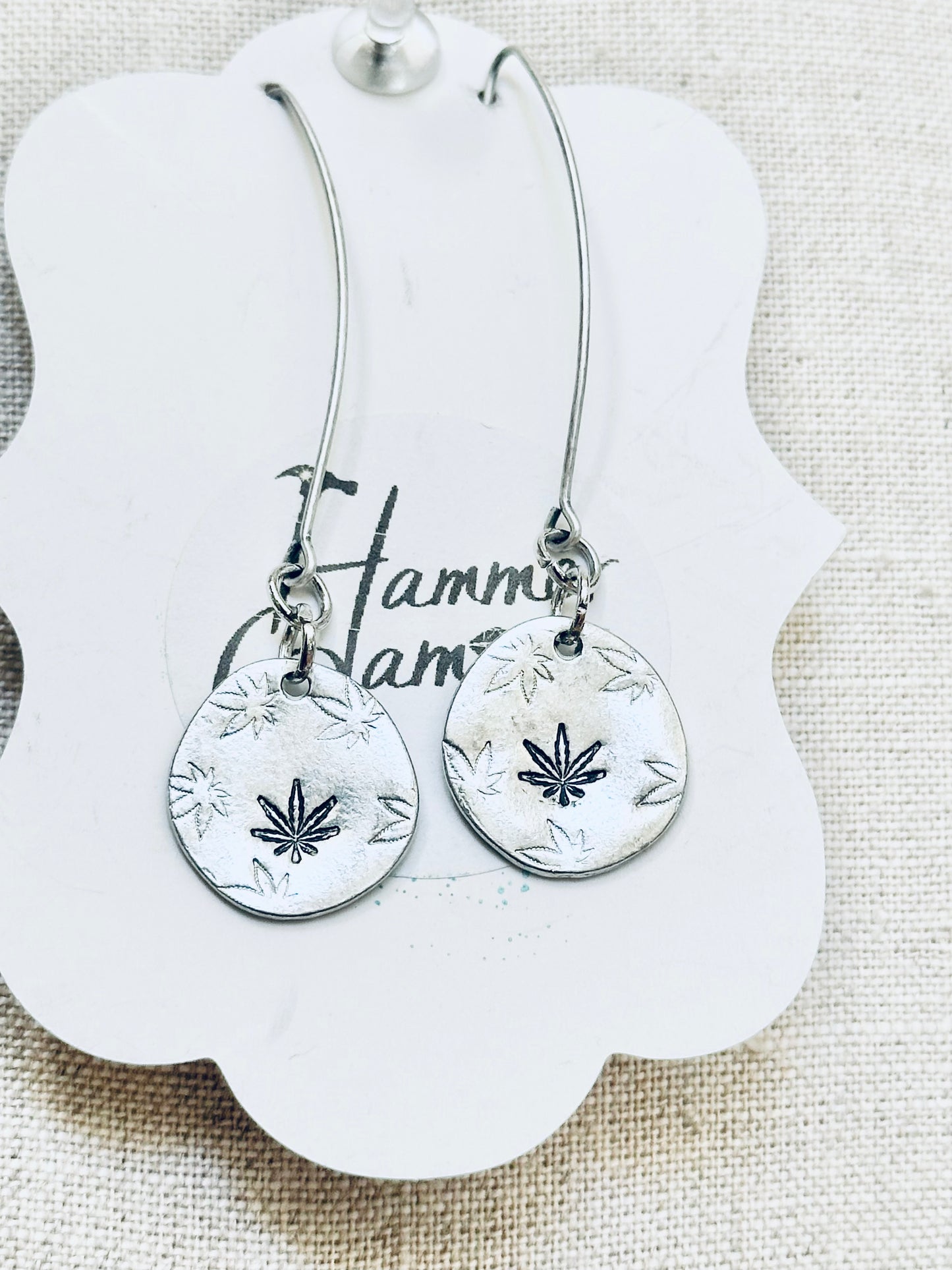 Pot Leaf Earrings - Pewter