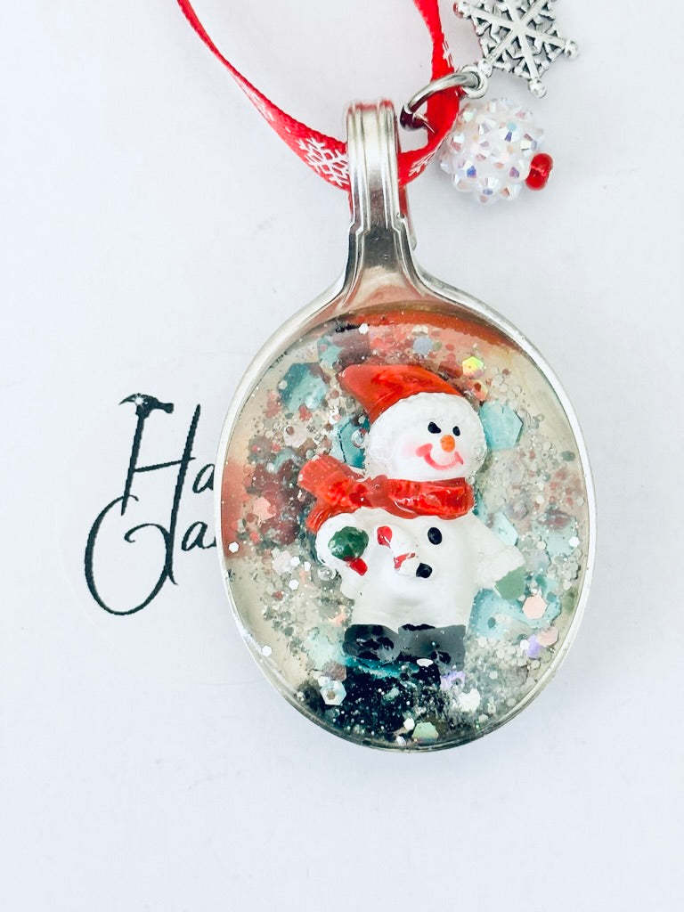 Spoon Bowl Ornaments, Santa Hat Snowman