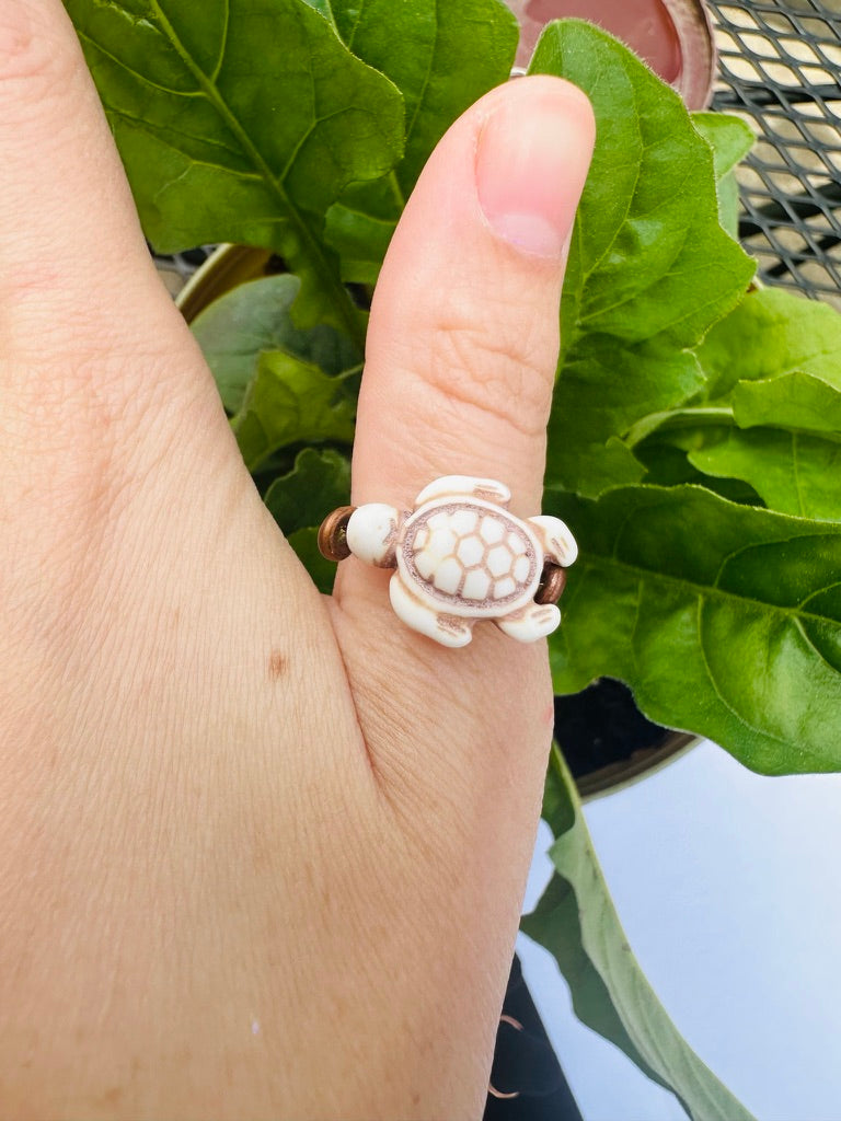 Wire Rings, Antique Copper Ring, Turquoise Stone Turtle Bead, Handmade, Custom Sizing