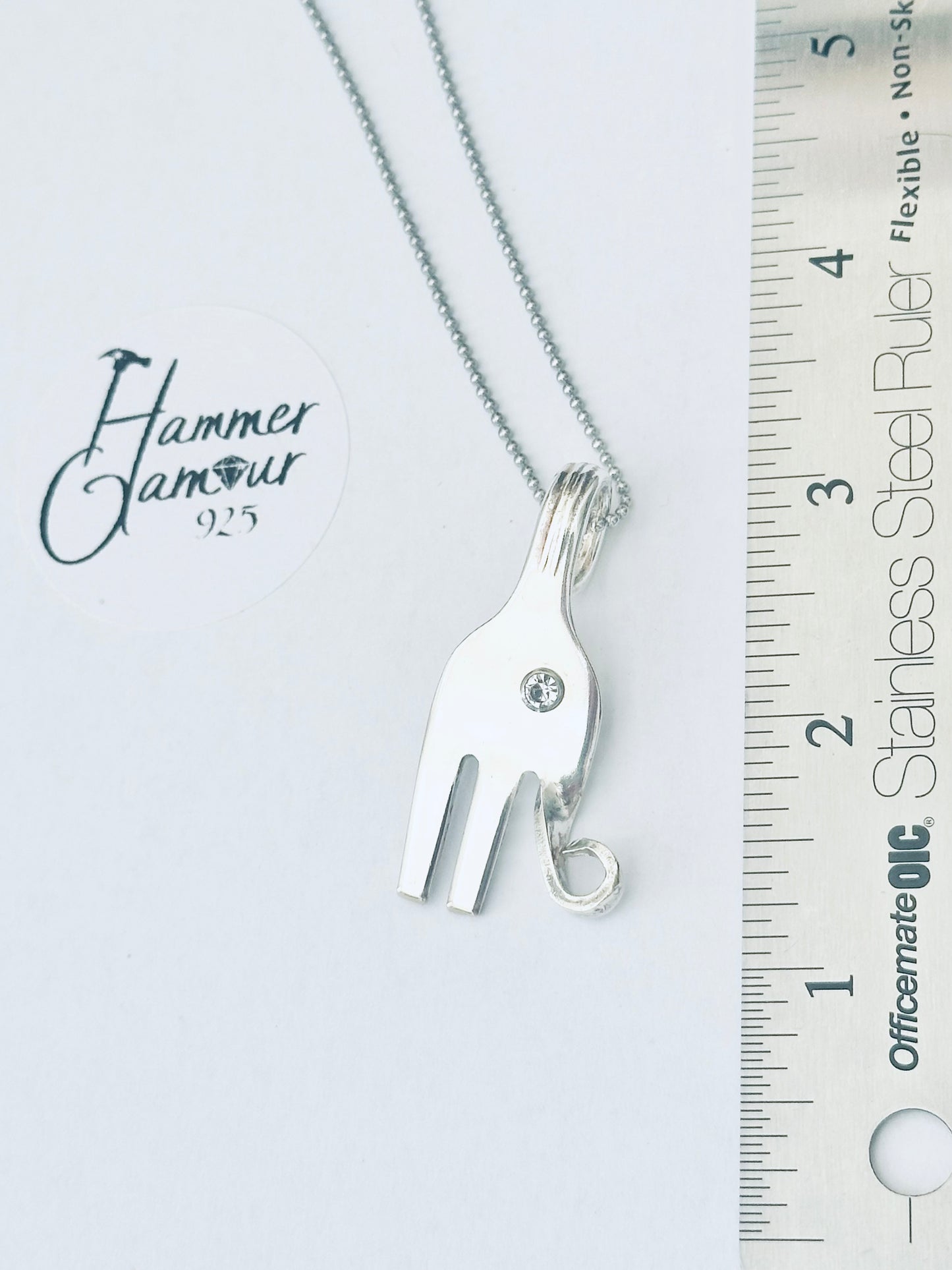 Baby Elephant Necklace, made from Vintage .925 Silver Plated Fork