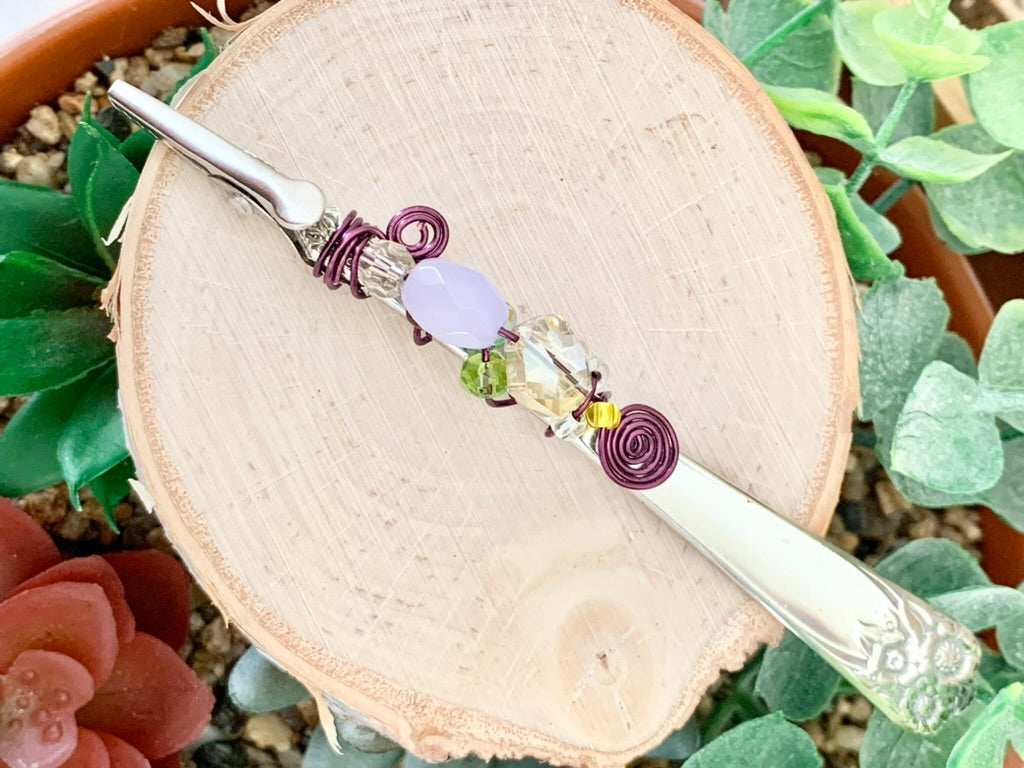 Roach Clips & Bracelet Helpers made from Vintage Spoon Handles, Gem Stones, and Glass Beads