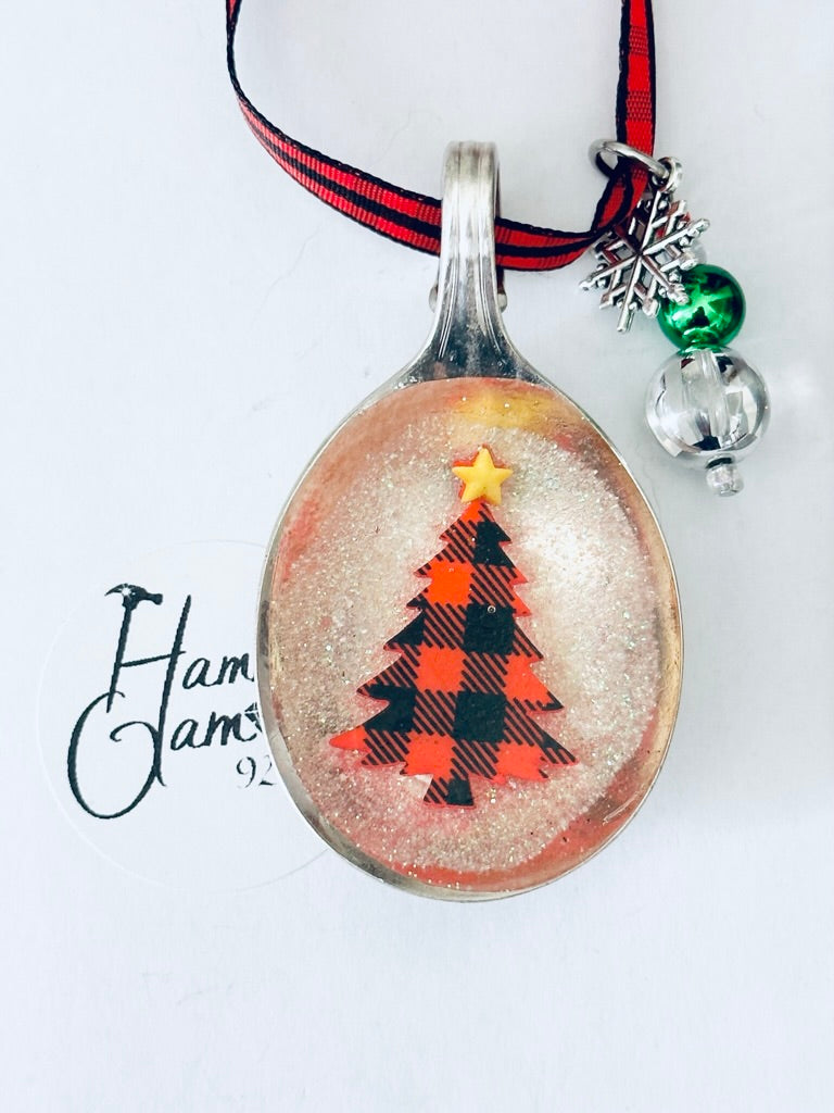 Spoon Bowl Ornaments, Plaid Trees