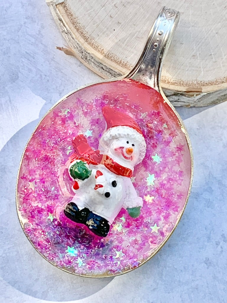 Spoon Bowl Ornaments, Santa Hat Snowman