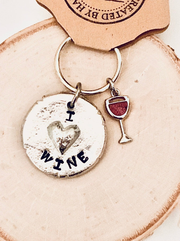 Pewter Heart Keychains, Wine