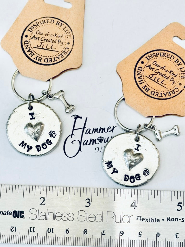 Pewter Heart Keychains, Dogs