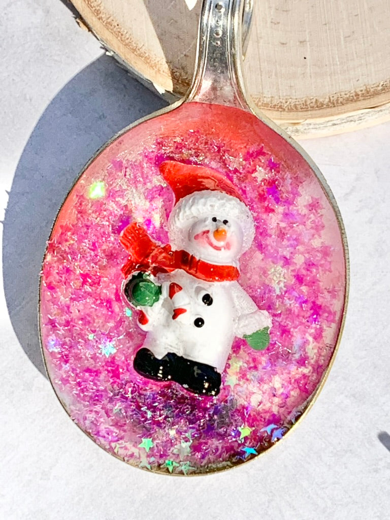 Spoon Bowl Ornaments, Santa Hat Snowman