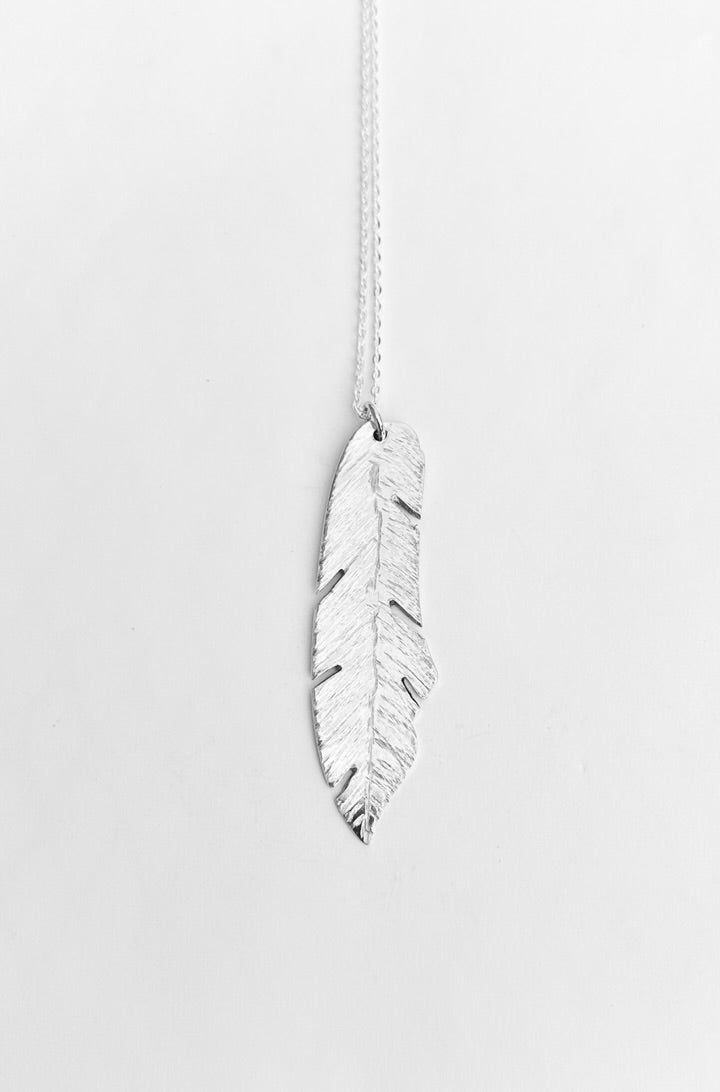 Feather Necklace, Vintage Silver