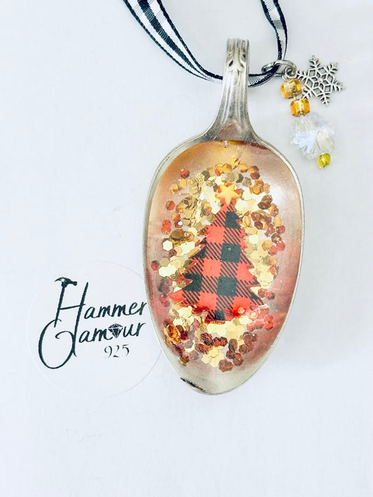 Spoon Bowl Ornaments, Plaid Trees