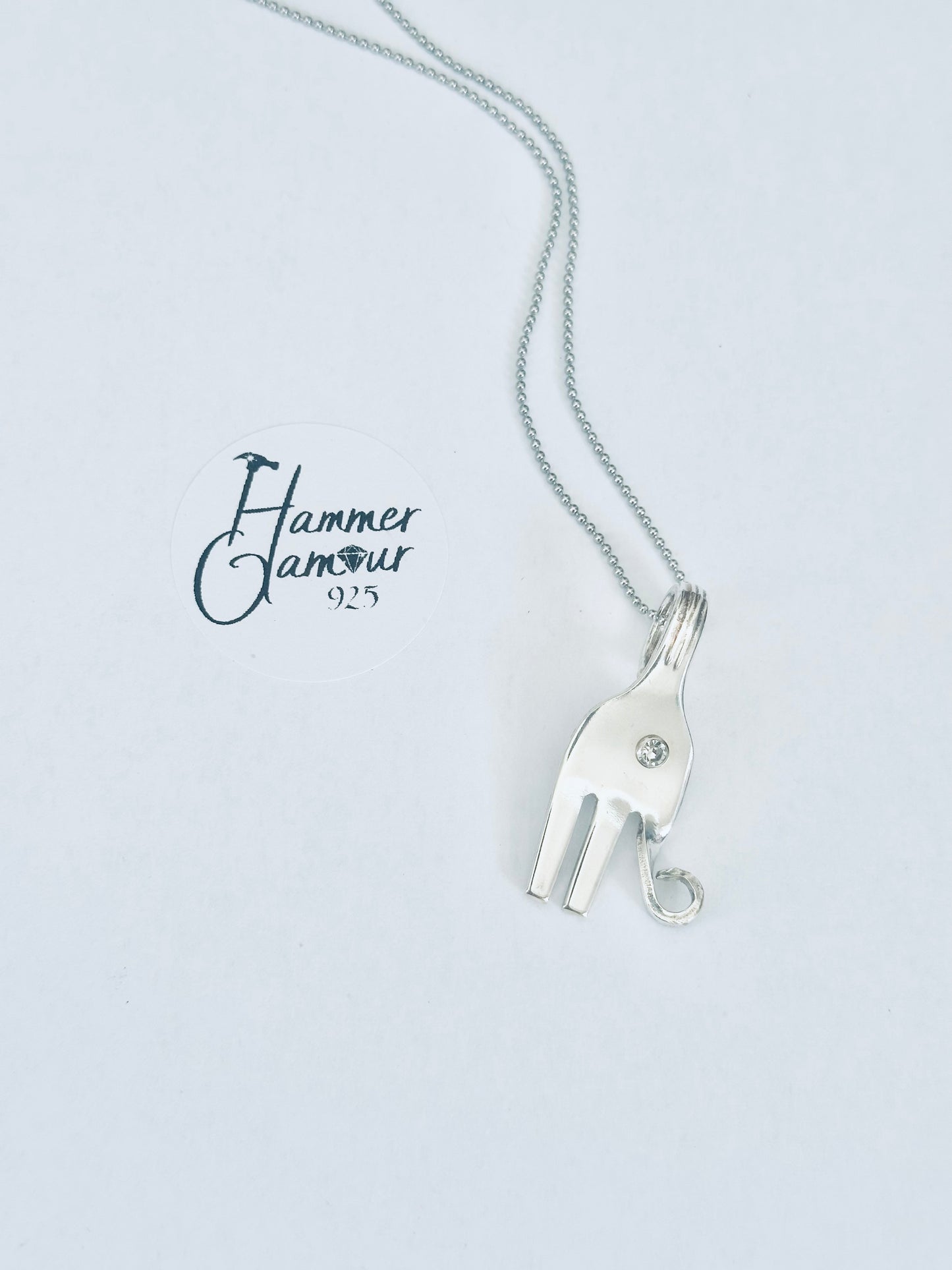 Baby Elephant Necklace, made from Vintage .925 Silver Plated Fork