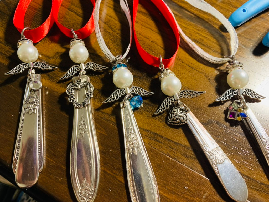 Angel Ornaments, Made from Vintage Silver Plated Spoon Handle