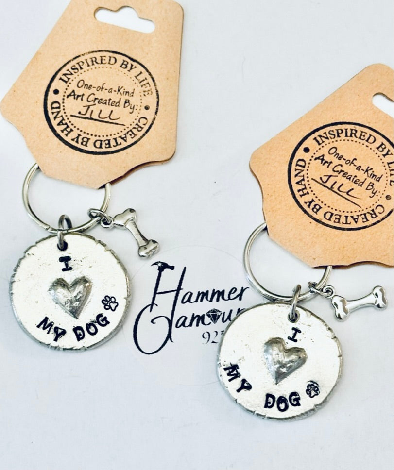 Pewter Heart Keychains, Dogs