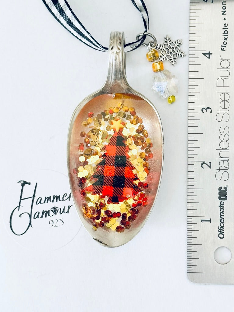 Spoon Bowl Ornaments, Plaid Trees