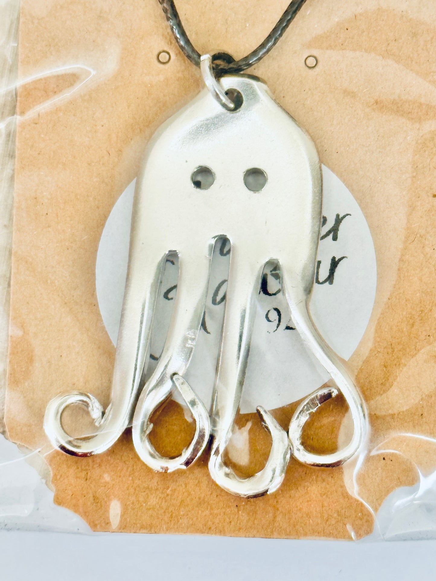 Octopus Necklace, made from Vintage .925 Silver Plated Fork, Handmade, Original Design