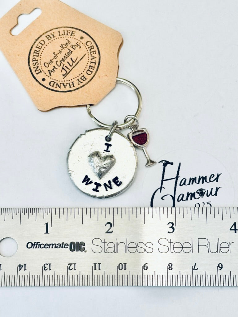 Pewter Heart Keychains, Wine