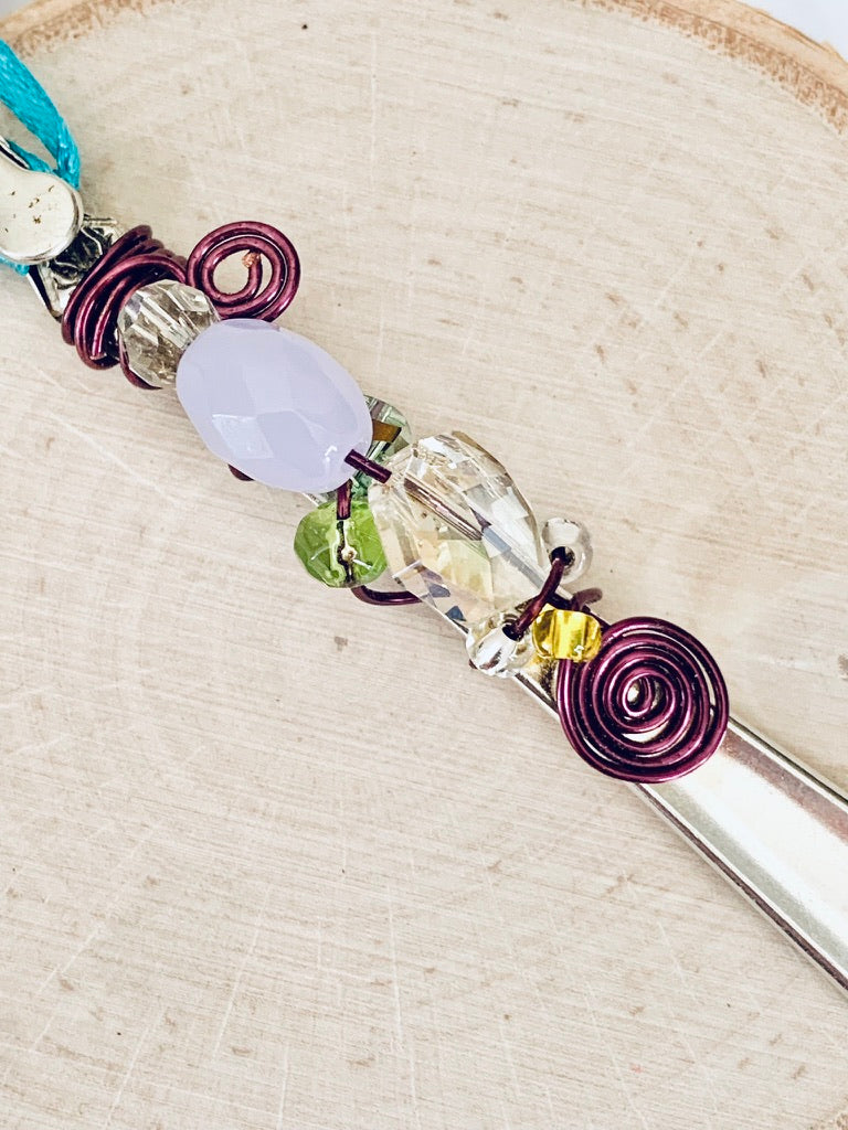 Roach Clips & Bracelet Helpers made from Vintage Spoon Handles, Gem Stones, and Glass Beads