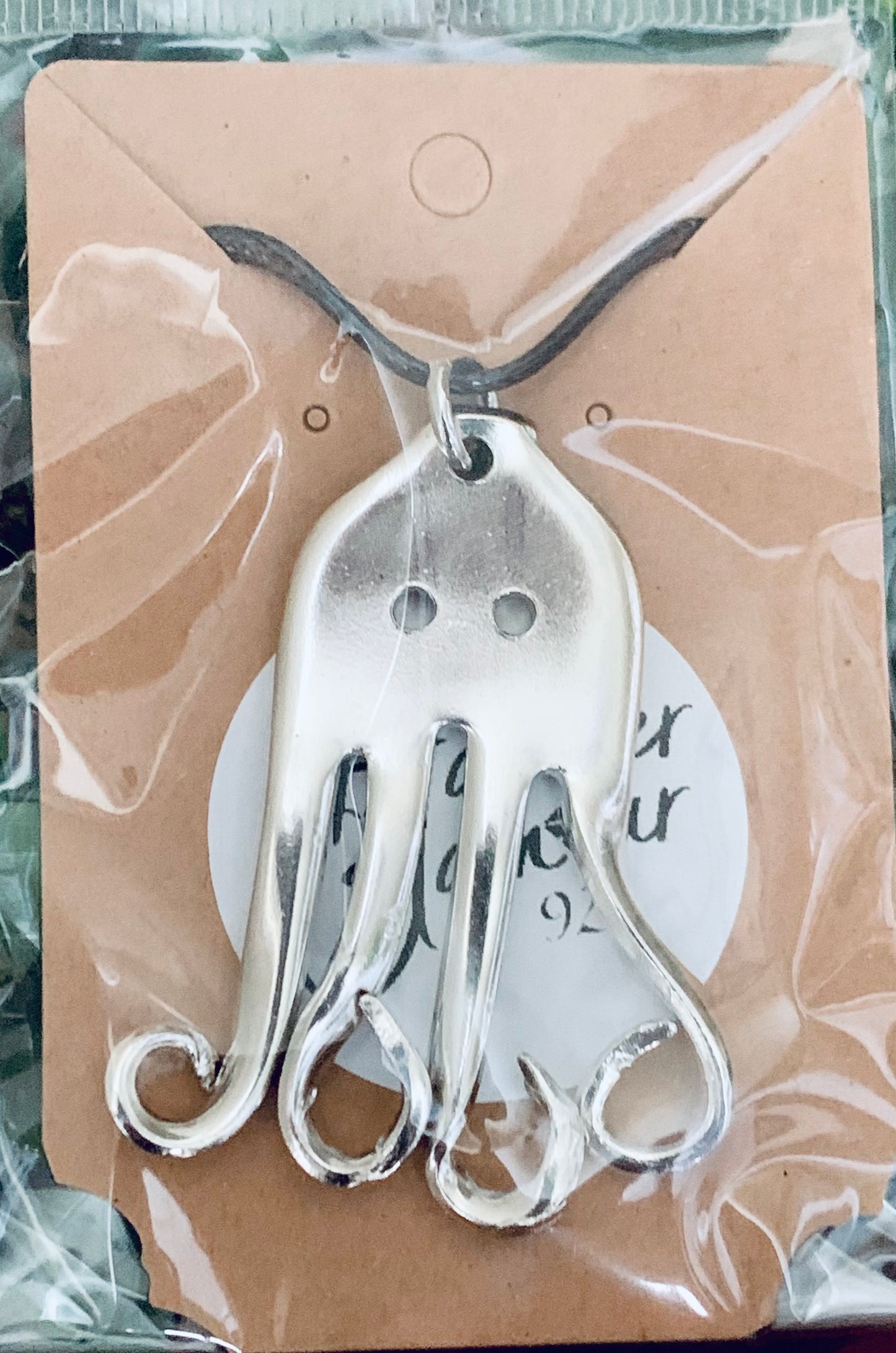 Octopus Necklace, made from Vintage .925 Silver Plated Fork, Handmade, Original Design