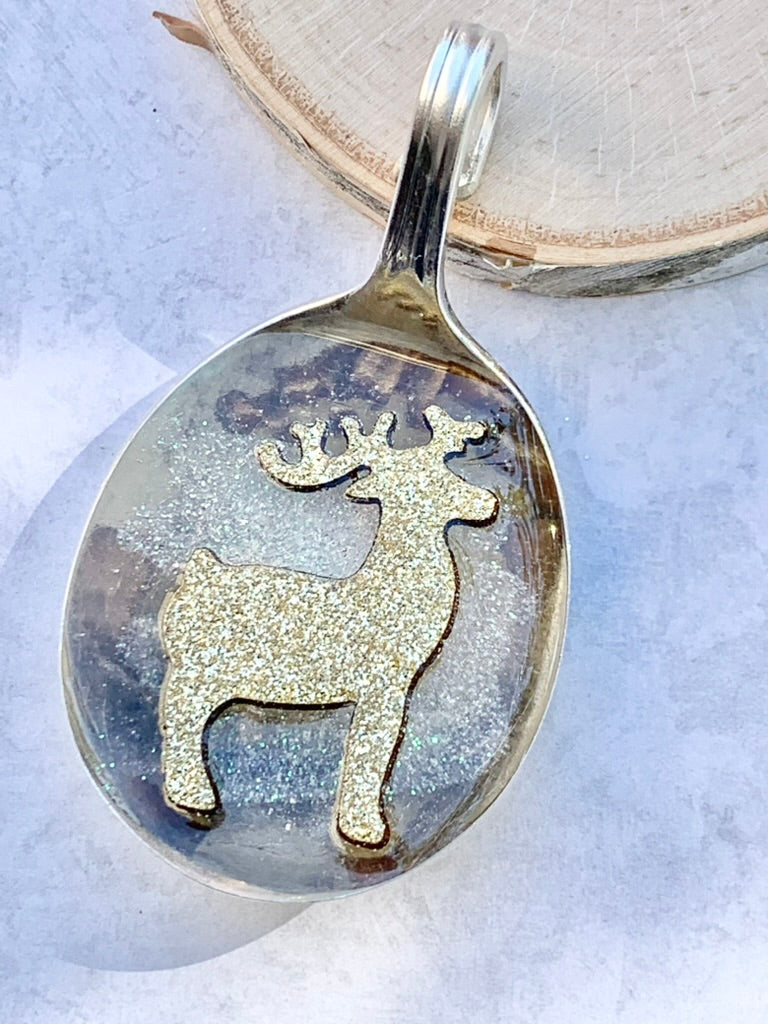 Spoon Bowl Ornaments, Gold Reindeer