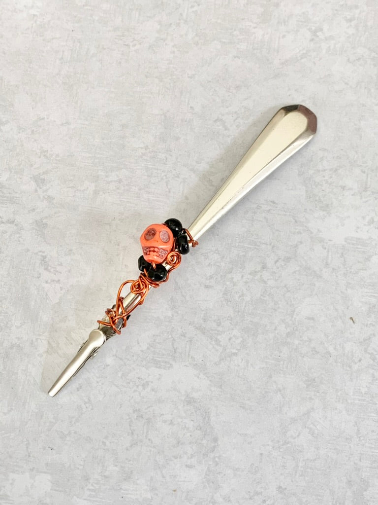 Roach Clips & Bracelet Helpers made from Vintage Spoon Handles, Gem Stones, and Glass Beads