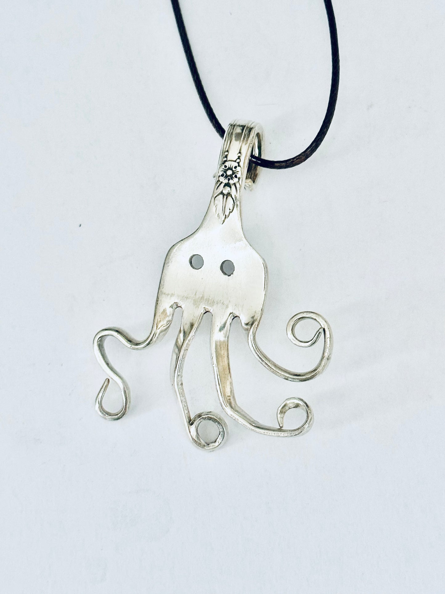 Octopus Necklace, made from Vintage .925 Silver Plated Fork, Handmade, Original Design